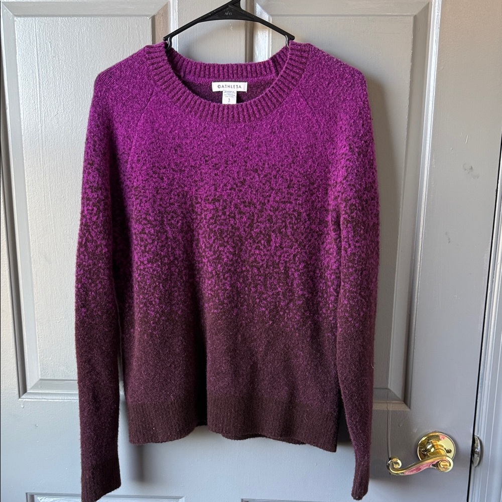 Athleta Ombre Crewneck Sweater in Magenta and Plum